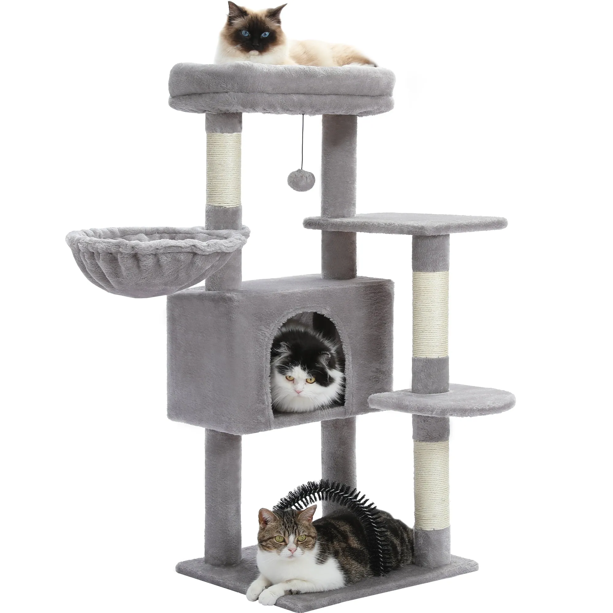 41.7" Medium Cat Tower Condo with Soft Perch Hammock Scratching Posts