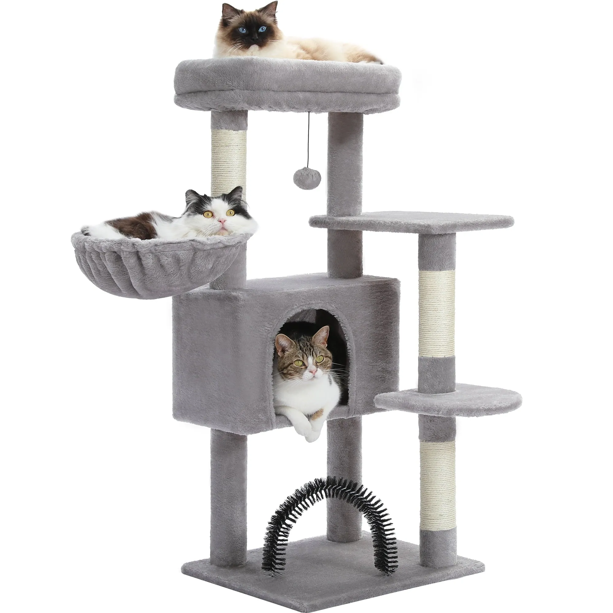 41.7" Medium Cat Tower Condo with Soft Perch Hammock Scratching Posts
