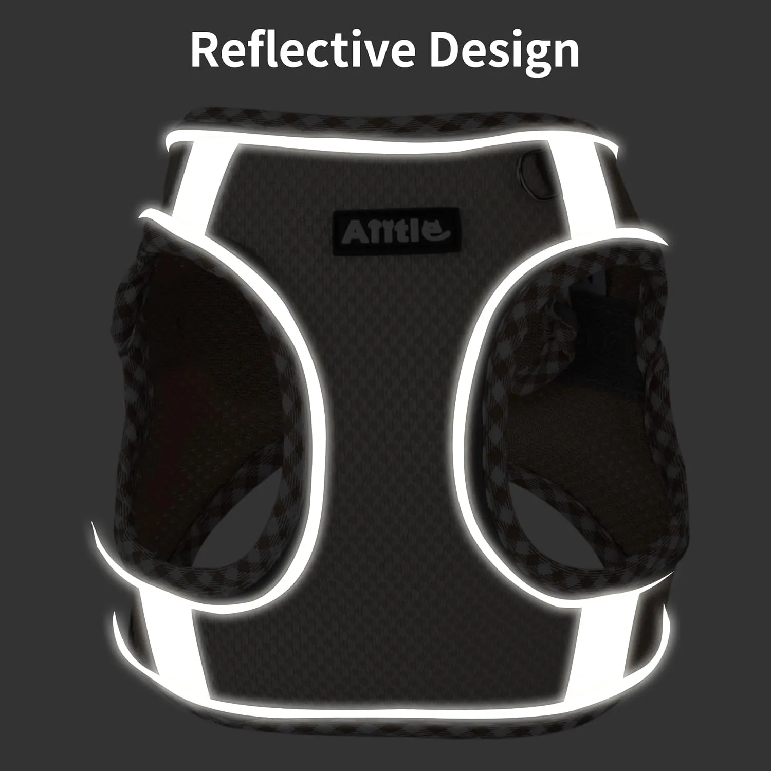 AIITLE Dog Harness and Leash Set - Ultra-Comfortable XXS-XL Vest with Strong Velcro & Glow-in-Dark Reflective Strips, Chafe-Free for Teddy, Schnauzer (Brown-Beige, M)