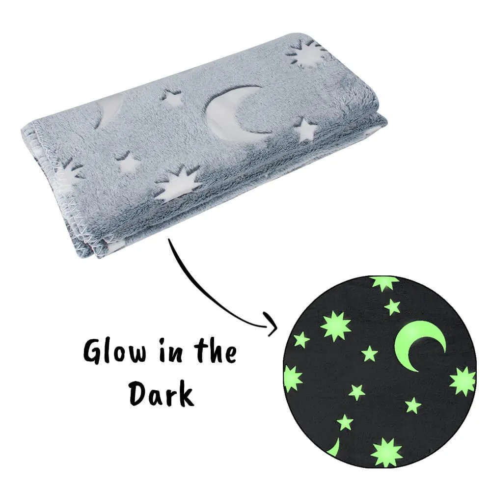 AllPetSolutions Glow in The Dark Fleece Cat & Dog Blanket, Grey