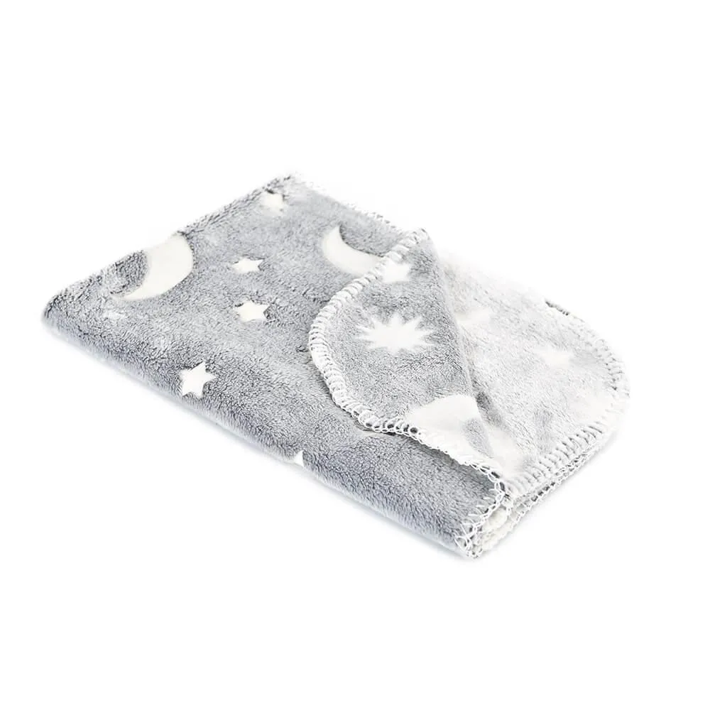 AllPetSolutions Glow in The Dark Fleece Cat & Dog Blanket, Grey
