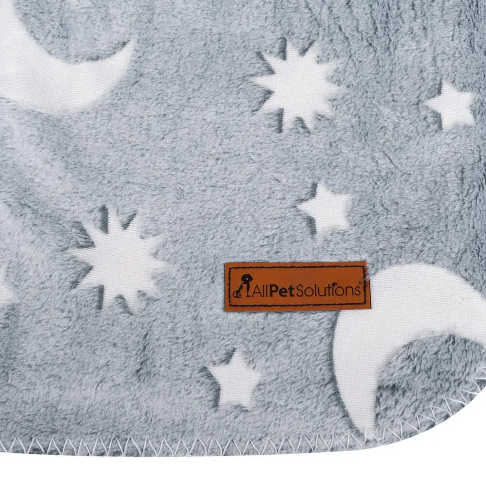 AllPetSolutions Glow in The Dark Fleece Cat & Dog Blanket, Grey