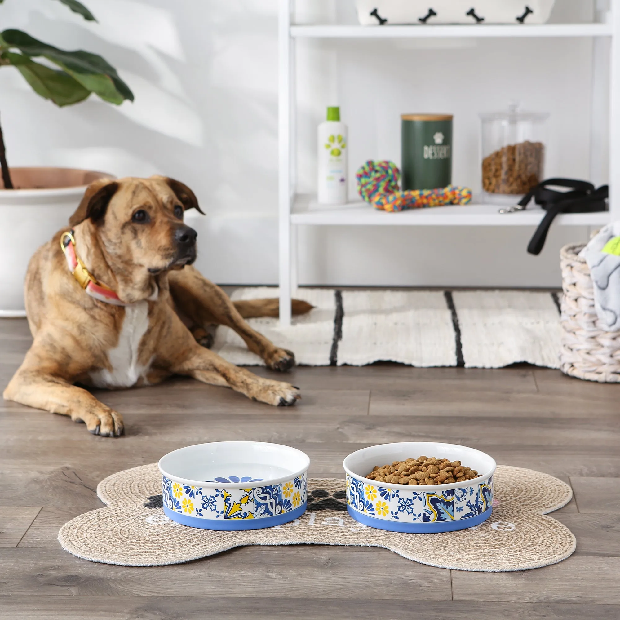 Azulejos Tile Pet Bowl Set of 2, Large 3.75 C. Capacity