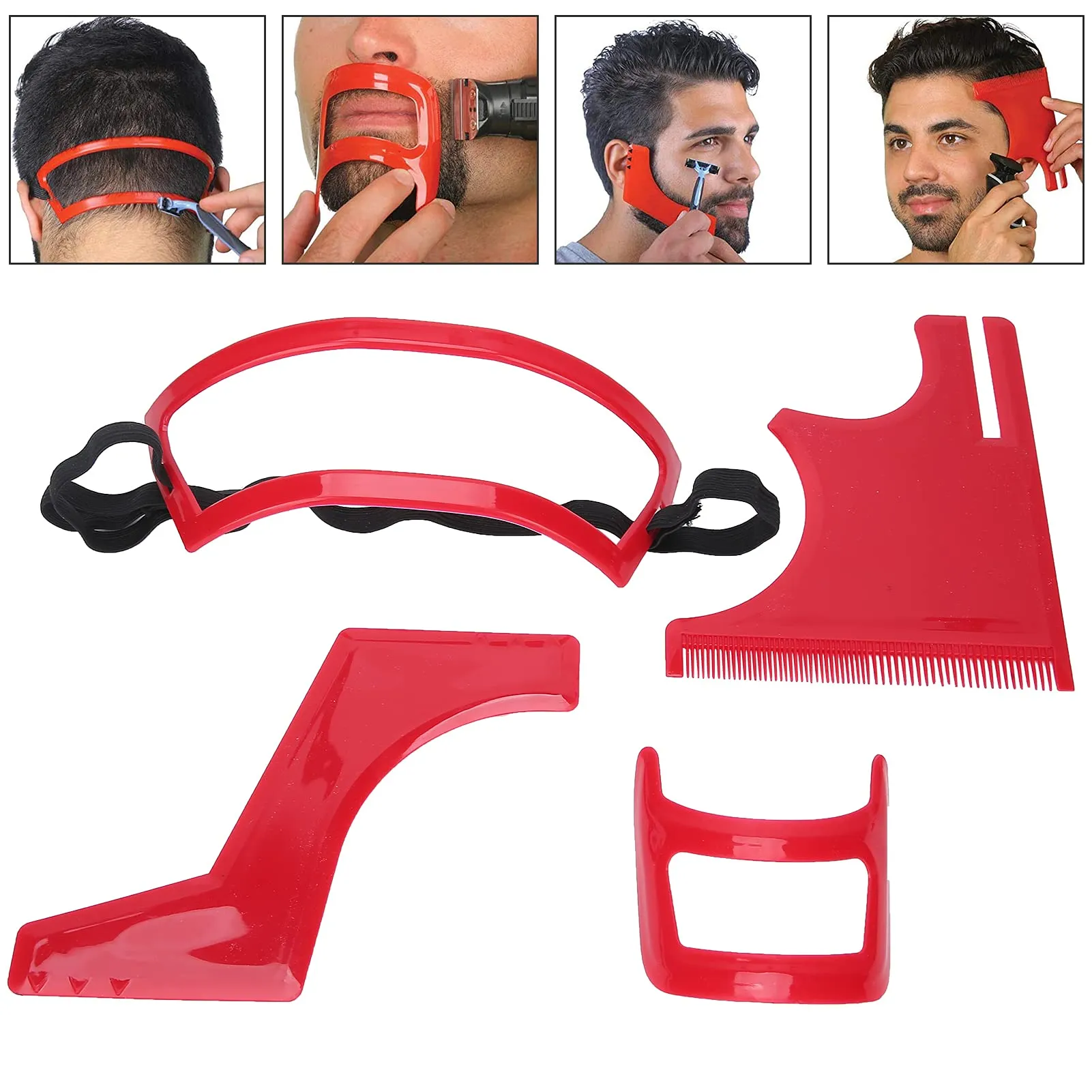 Beard Shaper, Beard Shaping Tools, Set of 4 Beard Shaping Tool for Beard Shaving Hair Styling Hairline Goatee Template and Collar Guide
