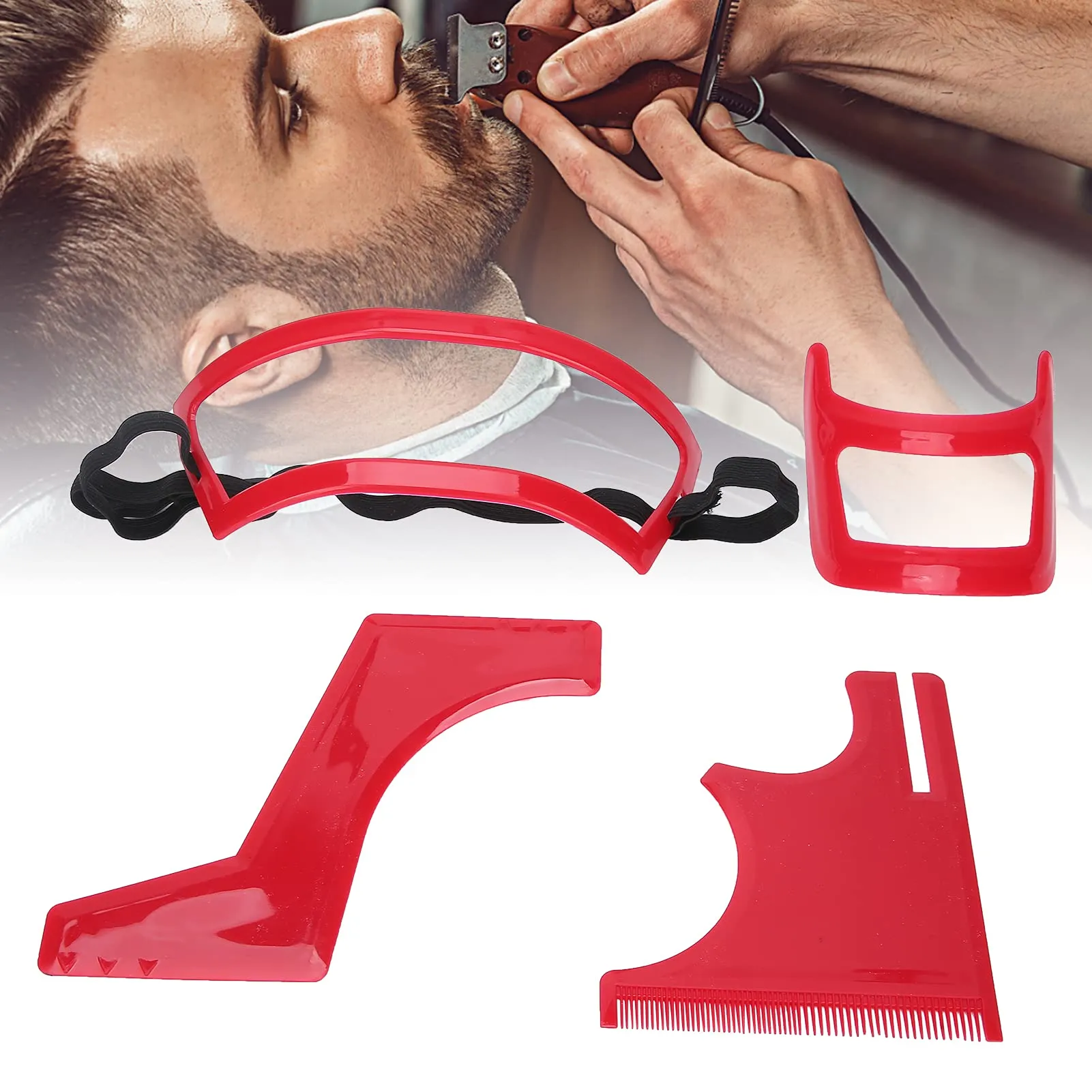 Beard Shaper, Beard Shaping Tools, Set of 4 Beard Shaping Tool for Beard Shaving Hair Styling Hairline Goatee Template and Collar Guide