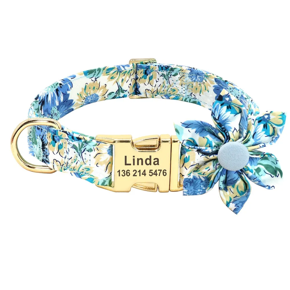 Best Elegant Floral personalized Collar Custom Nylon Engraved ID Tag