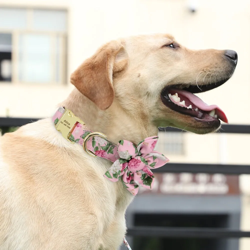 Best Elegant Floral personalized Collar Custom Nylon Engraved ID Tag