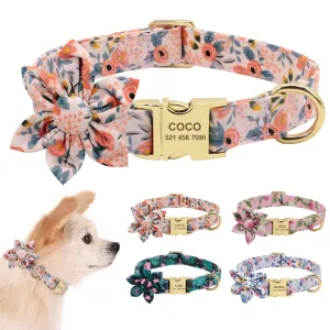 Best Elegant Floral personalized Collar Custom Nylon Engraved ID Tag