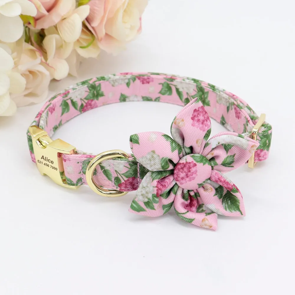 Best Elegant Floral personalized Collar Custom Nylon Engraved ID Tag