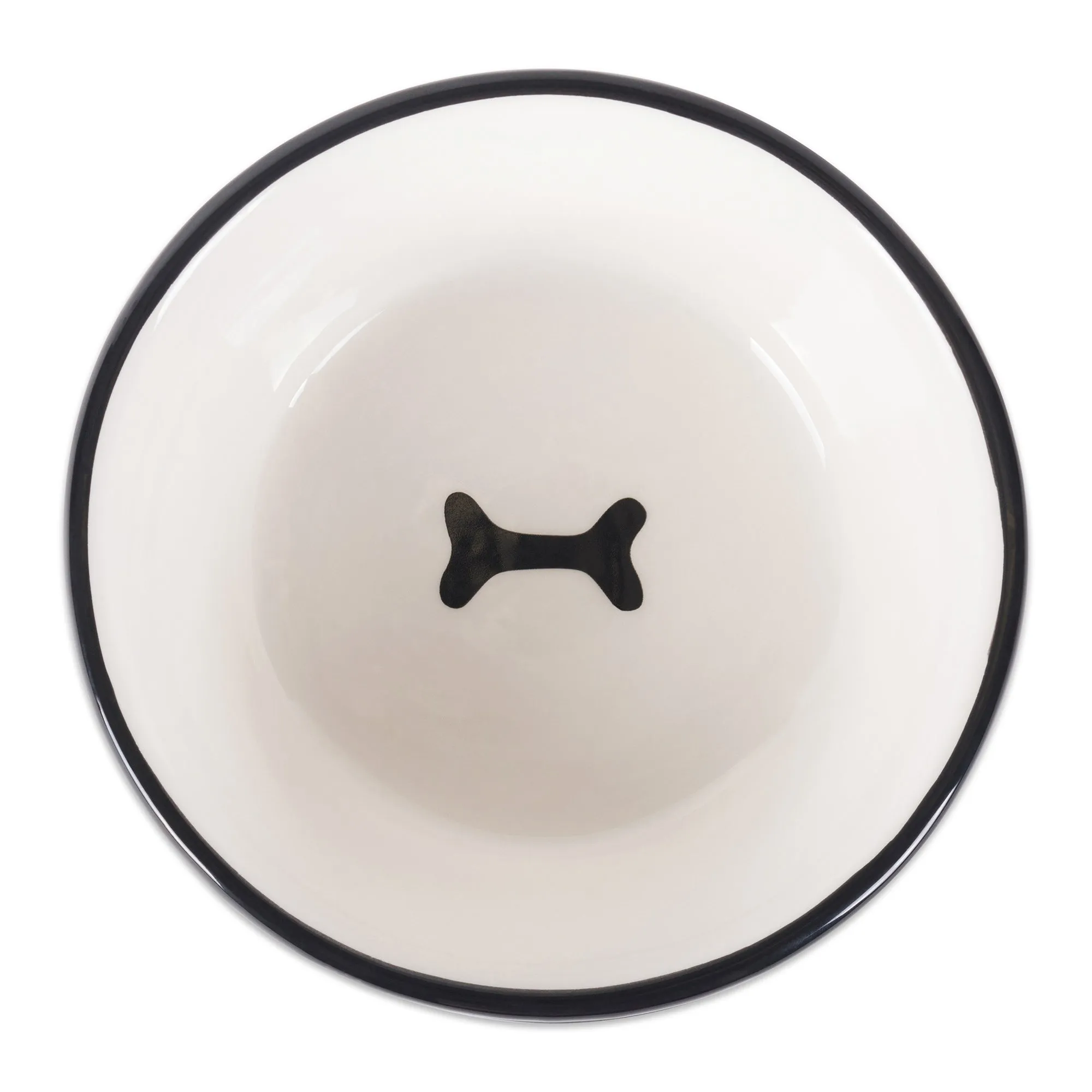 Black Dog Text Ceramic Medium Pet Bowl Set of 2
