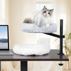 Cat Desk Bed Cat Hammock for Desk Pet Nest Bed for Indoor Cats Comfortable Soft Elevated for Kitten with Pet Ball Shelf for Indoor Cats 360 Rotation Adjustable Height