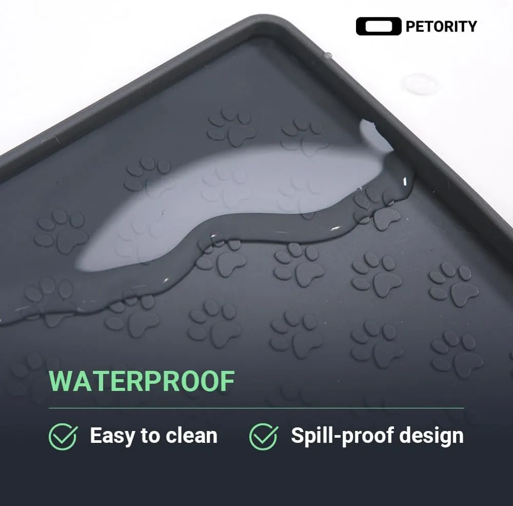 Cat Litter Mat, Large 24''x32'' Food-Grade Silicone Litter Box Mat for Litter Trapping, Waterproof, Non-Slip, Easy to Clean,Grey