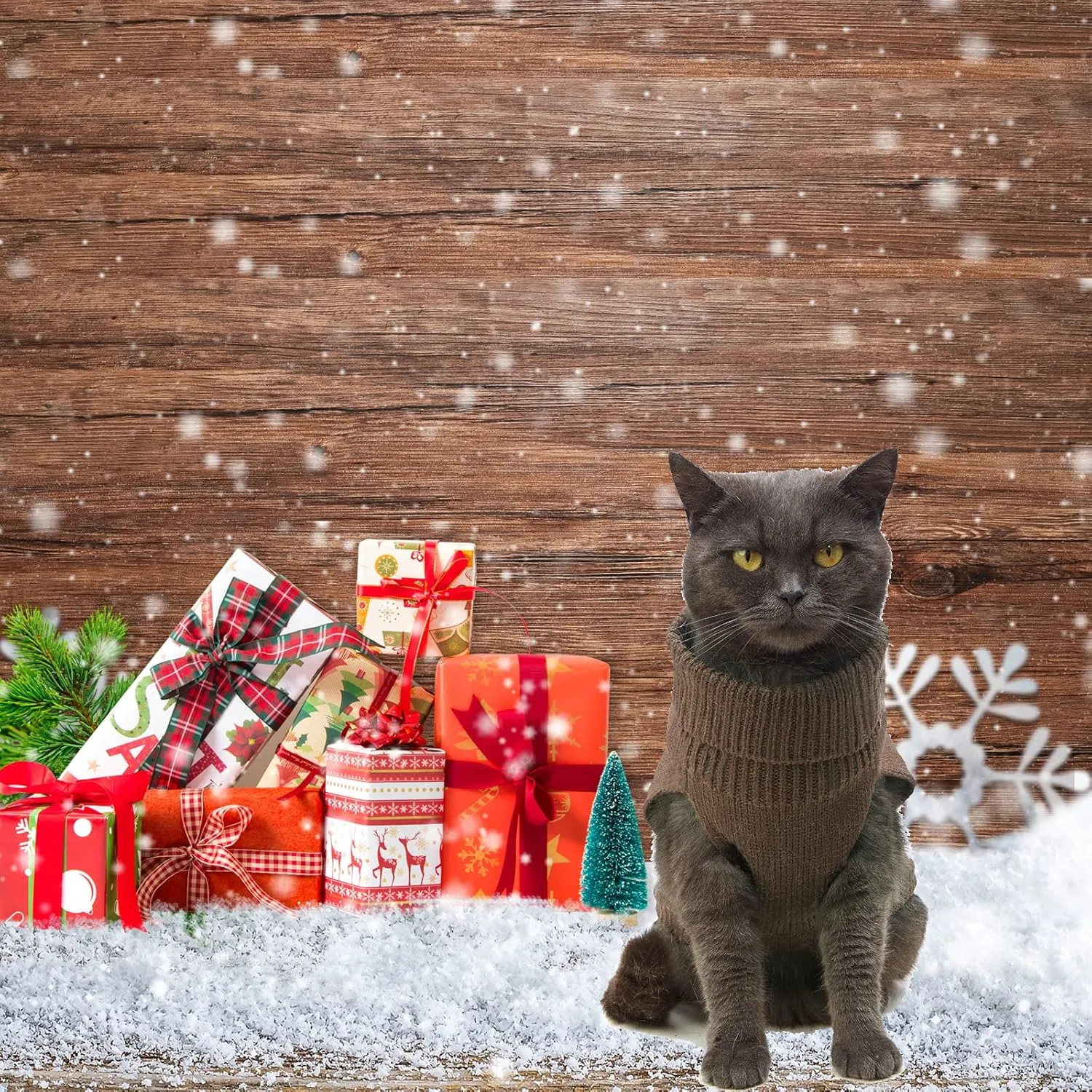 Cat Sweater Keep Your Pets Cozy, 16 Color Turtleneck Knitted Sleeveless Cat Clothes, Winter Outfits for Cats & Small Dogs During Cold Seasons (Brown, Large)