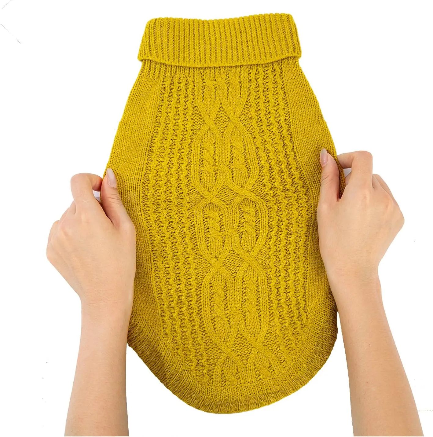 Cat Sweater Keep Your Pets Cozy, 16 Color Turtleneck Knitted Sleeveless Cat Clothes, Winter Outfits for Cats & Small Dogs During Cold Seasons (Dark Yellow, Large)