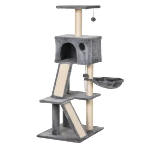 Cat Tree Tower with Sisal-Covered Scratching Posts and Ladders for Climbing and Playing