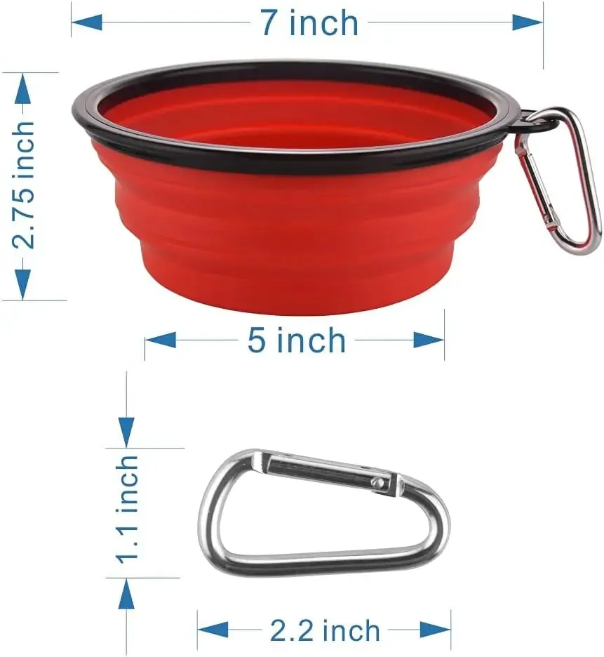 Collapsible Dog Bowls, Large Portable Travel Dog Bowls, 34Oz Foldable Dogs Water Food Slow Feeder Bowl, Collapse Feeding Dish for Walking, Traveling, Hiking, Camping (2 Pack)