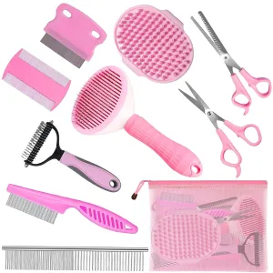 Complete Pet Grooming Solution by Dog - 9PCS Kit with Slicker Brush, Deshedding Tool, and Grooming Comb for All Breeds and Sizes, Promotes Healthy Skin and Coat