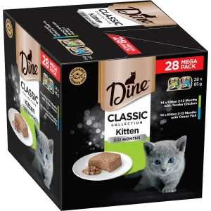 Dine Classic Collection Kitten 2-12 months with Tender Chicken & with Ocean Fish Wet Cat Food 28pk