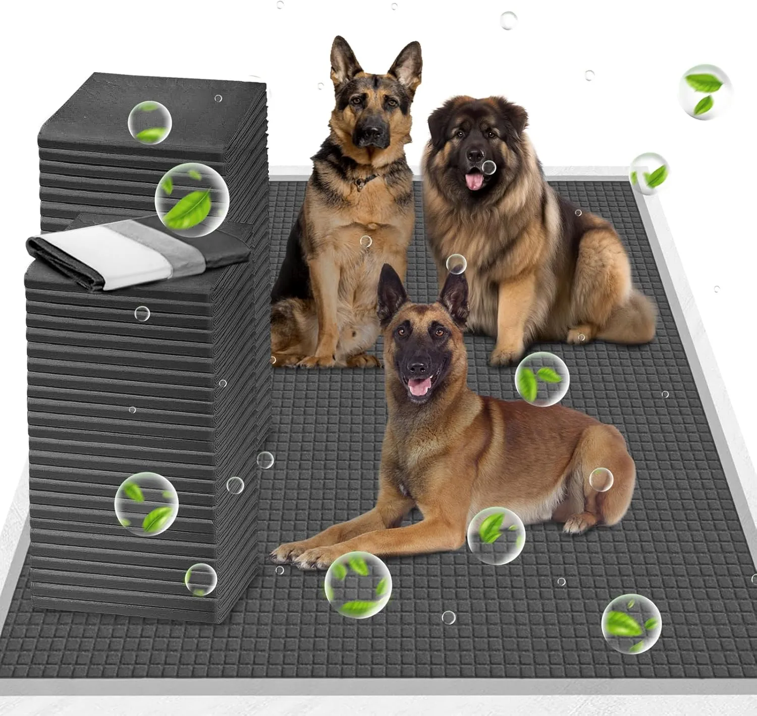 ELEGX Extra Large 54"x37" 80 Pcs Odor-Control Super Absorbency Charcoal Pee Pads for Dogs - Leak-Proof Pet Training, Thicken Disposable Potty Pads for Puppies, Cats, Rabbits