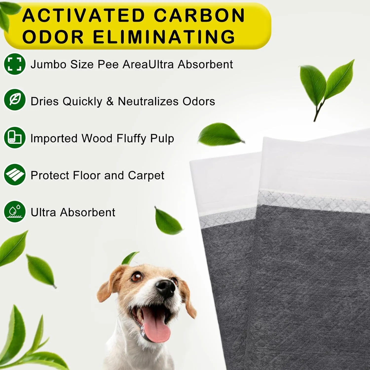 ELEGX Extra Large 54"x37" 80 Pcs Odor-Control Super Absorbency Charcoal Pee Pads for Dogs - Leak-Proof Pet Training, Thicken Disposable Potty Pads for Puppies, Cats, Rabbits