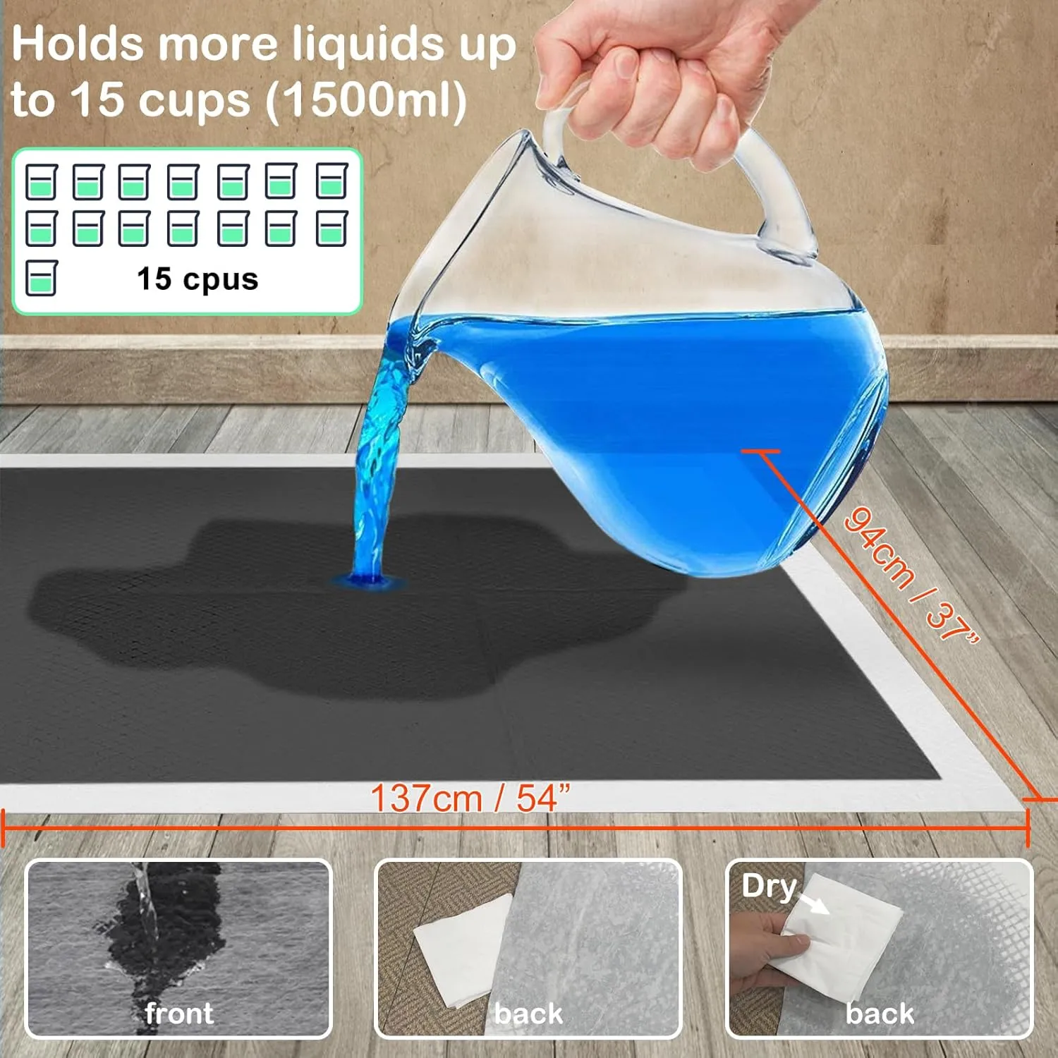 ELEGX Extra Large 54"x37" 80 Pcs Odor-Control Super Absorbency Charcoal Pee Pads for Dogs - Leak-Proof Pet Training, Thicken Disposable Potty Pads for Puppies, Cats, Rabbits