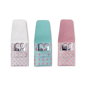 Floral Block Print 5 Pc Manicure Kit - Pink