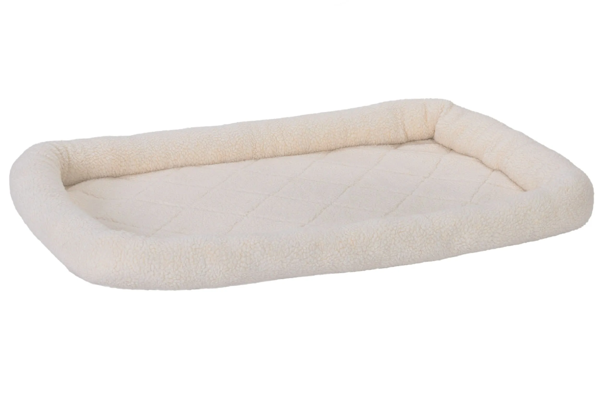 Fur Haven Pet Products Faux Lambswool Pet Crate Bolster Bed Cream LG 36in X 23in