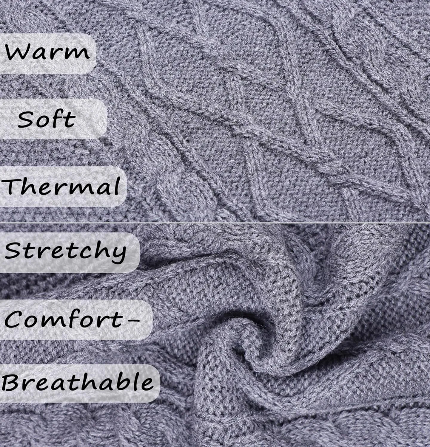 Grey Small Dog & Cat Turtleneck Knitted Sweater - Thick Warm Pullover for Fall & Winter, Girl & Boy Dog Clothing