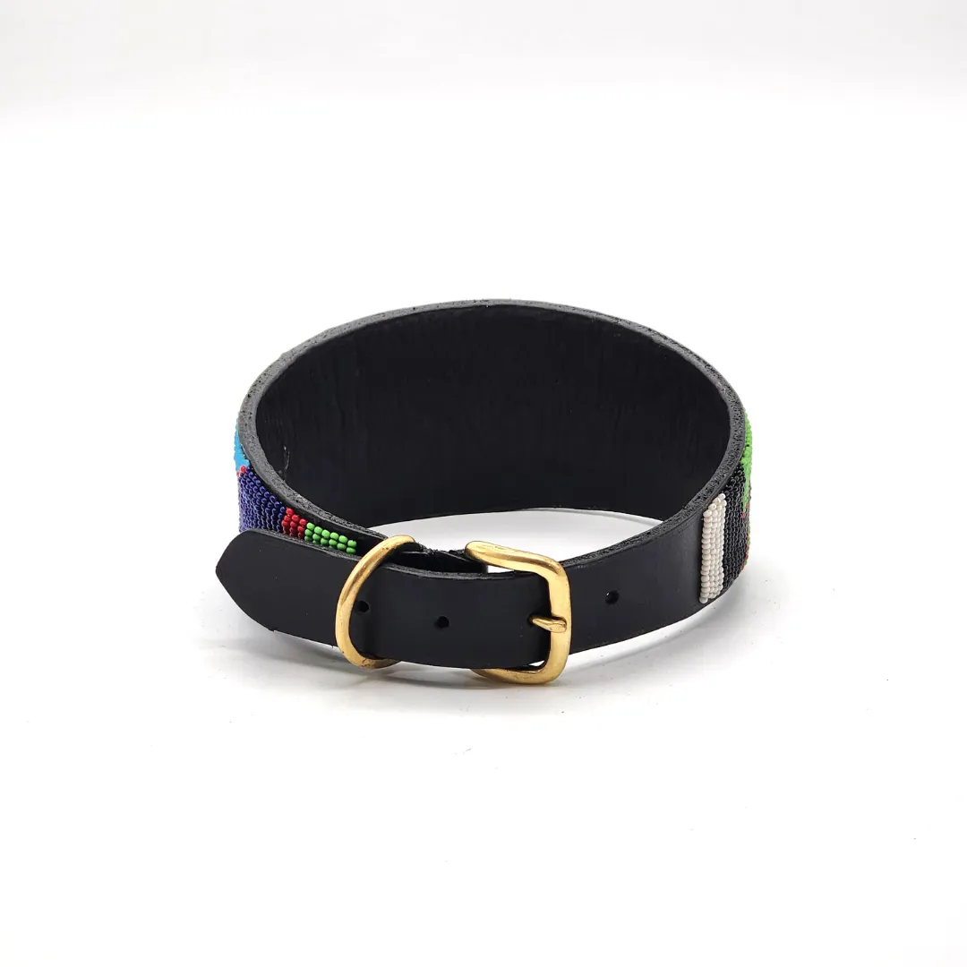 Handmade Maasai Beaded Leather Pet Collars | Wide Dog collars