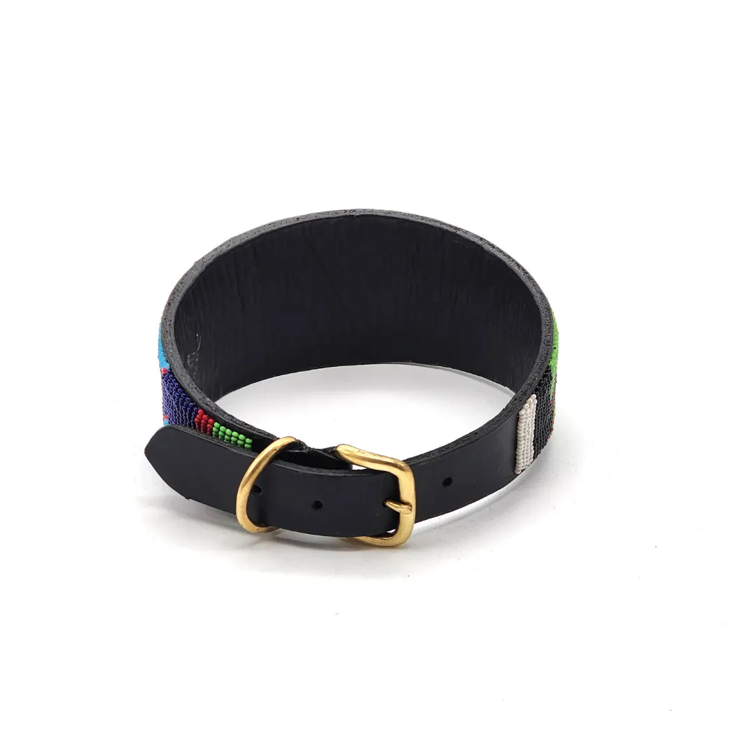 Handmade Maasai Beaded Leather Pet Collars | Wide Dog collars