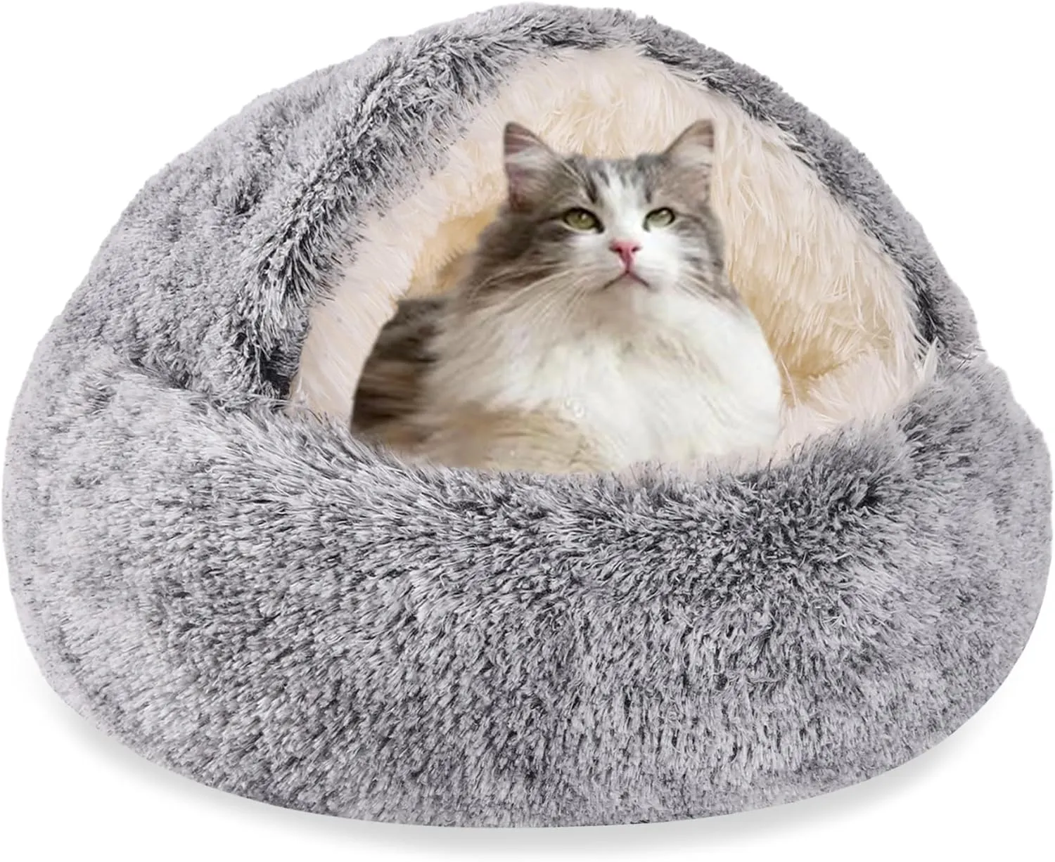 HYQ Small Dog Bed, Cat Beds for Indoor Cats Washable, Cozy Cat Cave Bed for Pets Up to 4 lbs (Grey, 15.7x15.7 Inch)