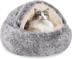 HYQ Small Dog Bed, Cat Beds for Indoor Cats Washable, Cozy Cat Cave Bed for Pets Up to 4 lbs (Grey, 15.7x15.7 Inch)