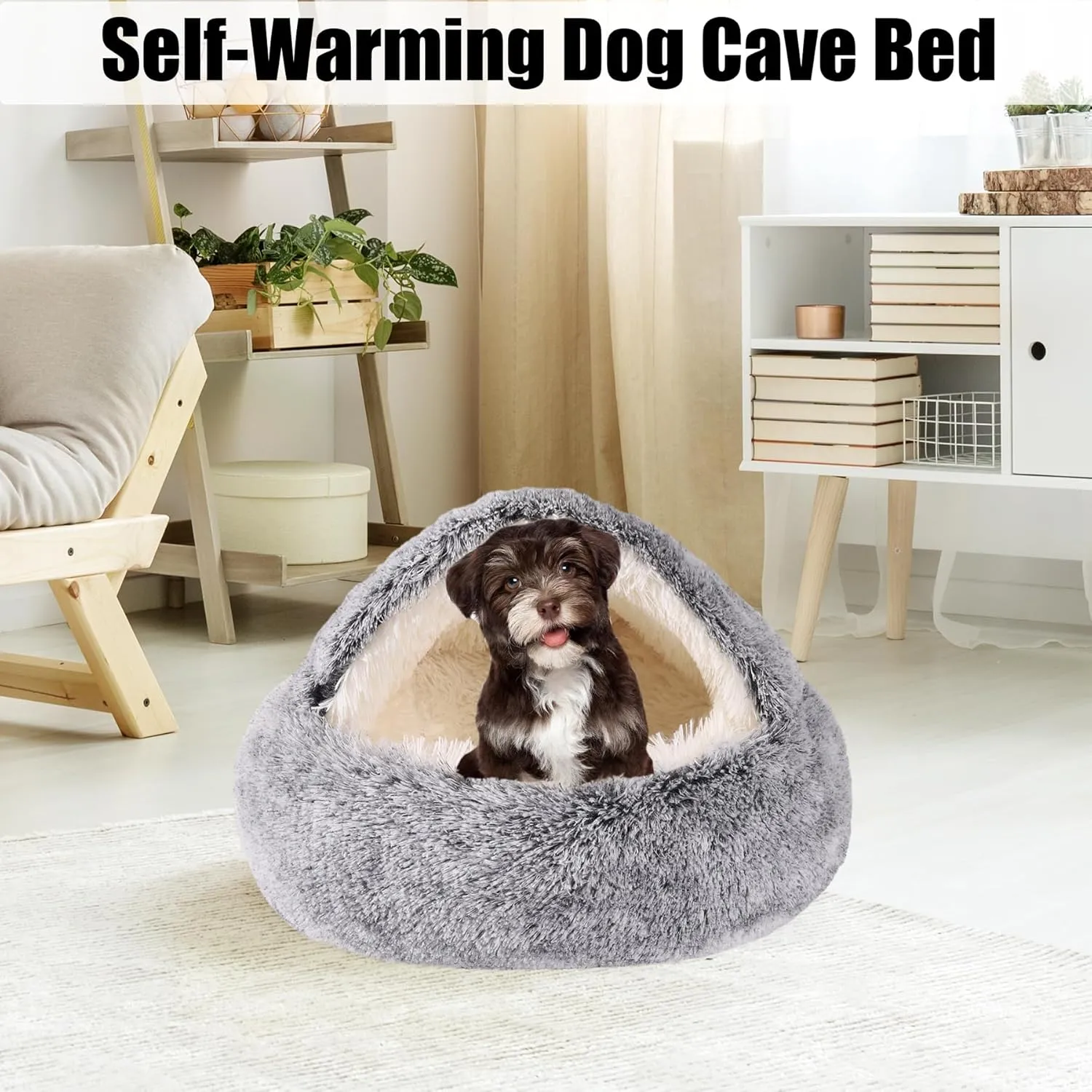 HYQ Small Dog Bed, Cat Beds for Indoor Cats Washable, Cozy Cat Cave Bed for Pets Up to 4 lbs (Grey, 15.7x15.7 Inch)