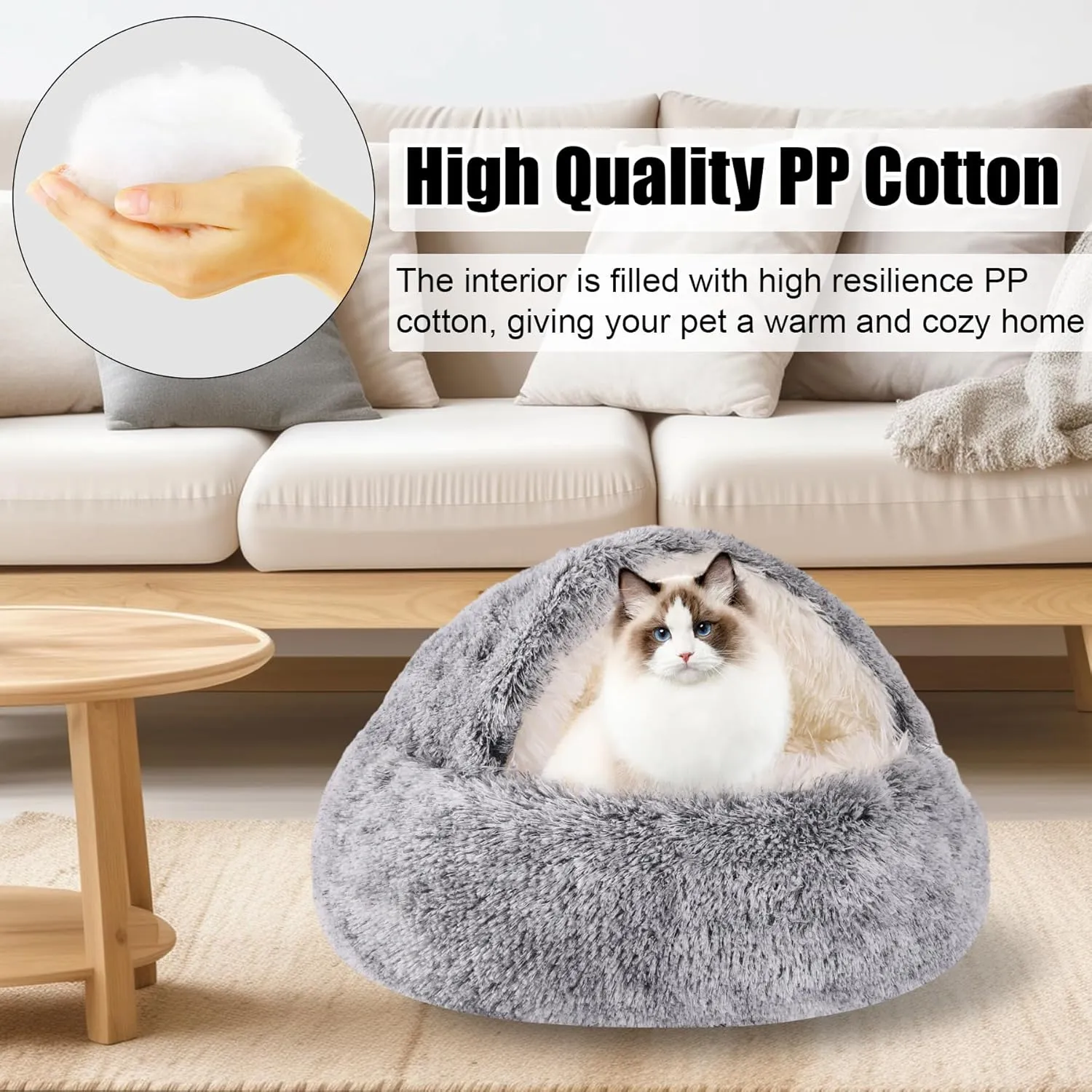 HYQ Small Dog Bed, Cat Beds for Indoor Cats Washable, Cozy Cat Cave Bed for Pets Up to 4 lbs (Grey, 15.7x15.7 Inch)