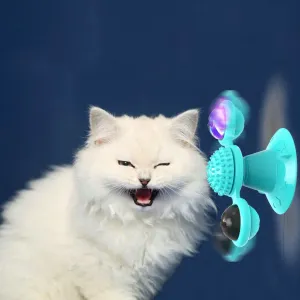 Interactive Windmill Cat Toys with Catnip : Cat Toys for Indoor Cats Funny Kitten Toys with LED Light Ball Suction CupCat Nip Toy for Cat chew Exercise
