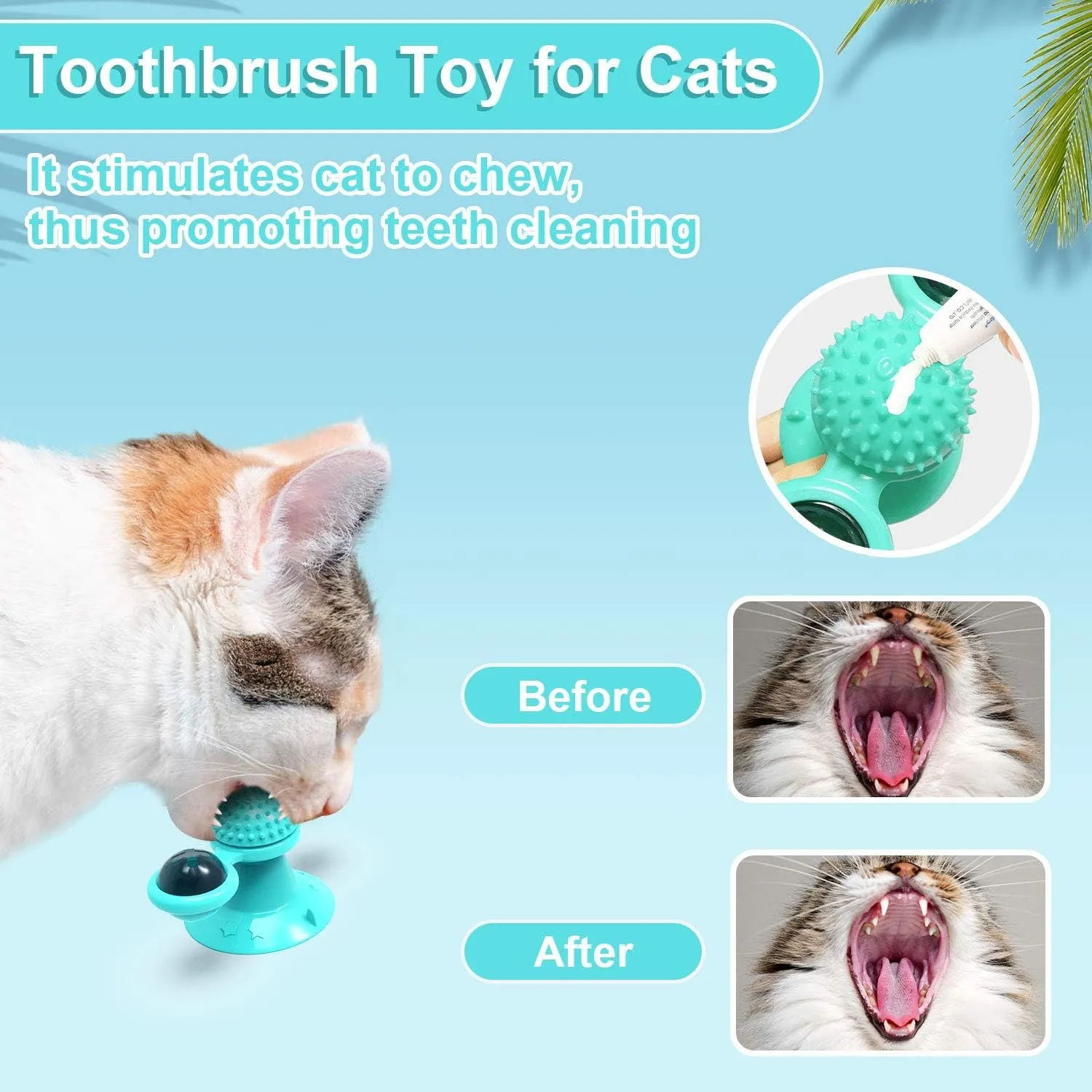 Interactive Windmill Cat Toys with Catnip : Cat Toys for Indoor Cats Funny Kitten Toys with LED Light Ball Suction CupCat Nip Toy for Cat chew Exercise