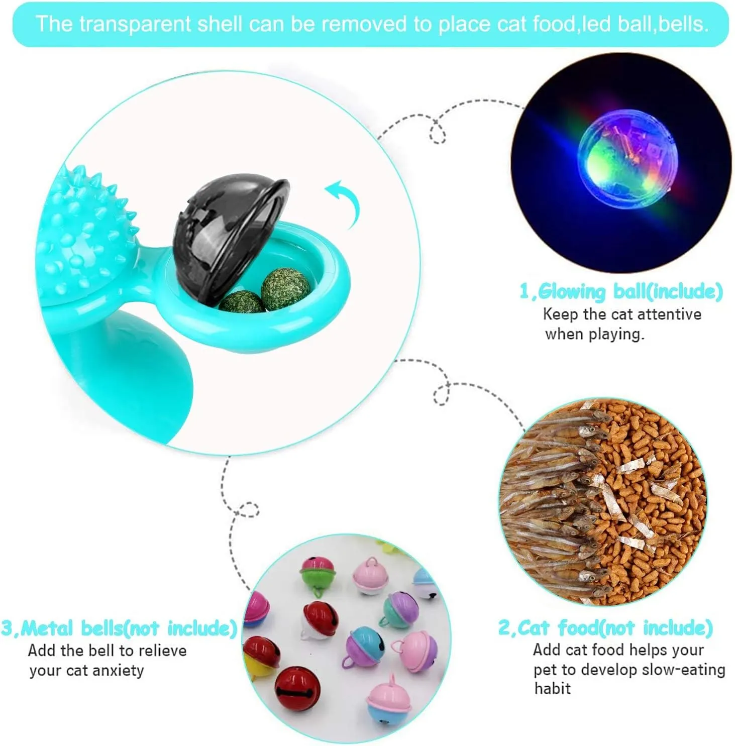 Interactive Windmill Cat Toys with Catnip : Cat Toys for Indoor Cats Funny Kitten Toys with LED Light Ball Suction CupCat Nip Toy for Cat chew Exercise
