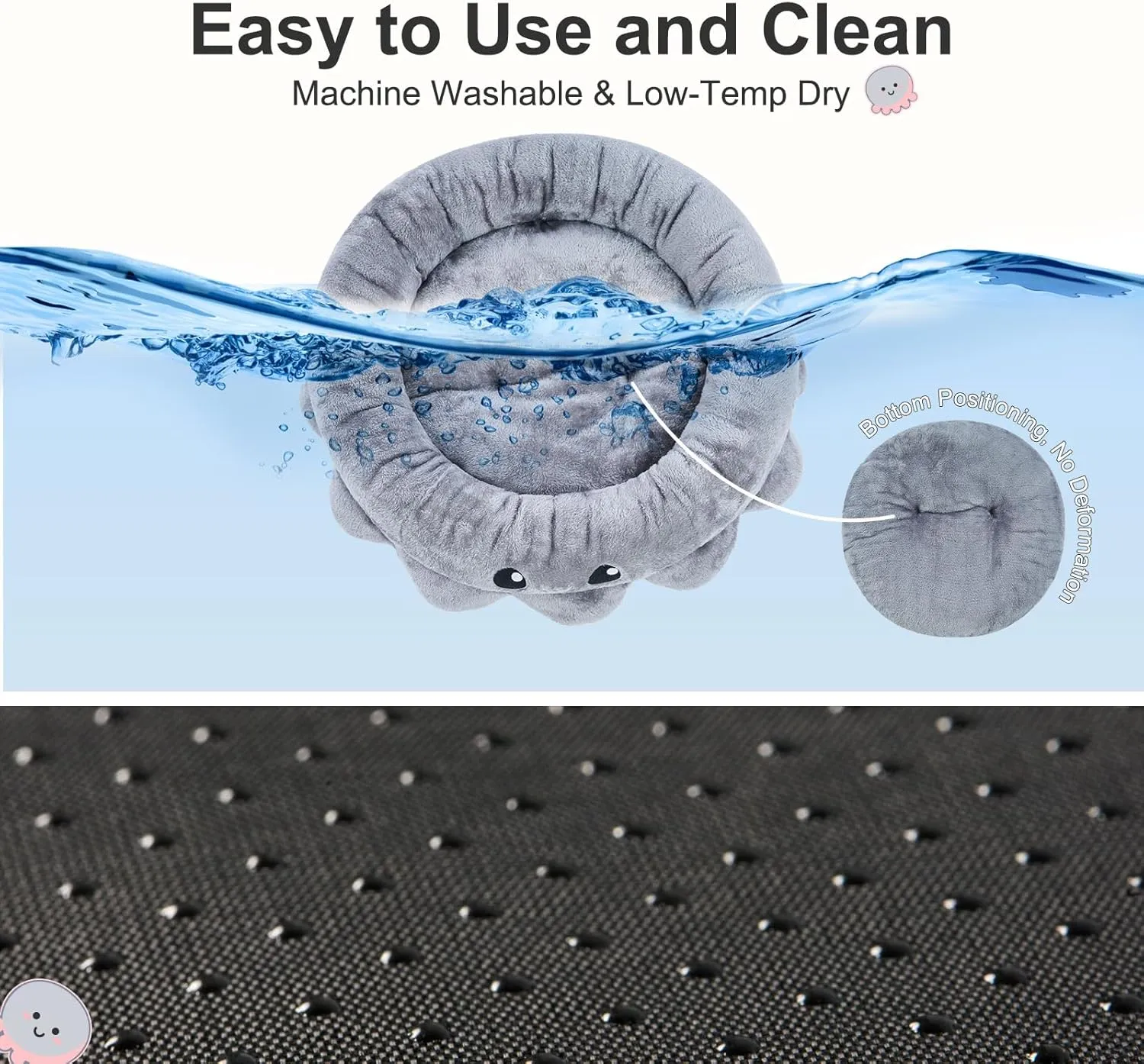 Jiupety Cute Calming Dog Beds Clearance for Medium Small Dogs, Anxiety Bolster Dog Bed with Octopus Shape, Grey, M, Boho, Round Pet Bed Cat with Removable Cushion