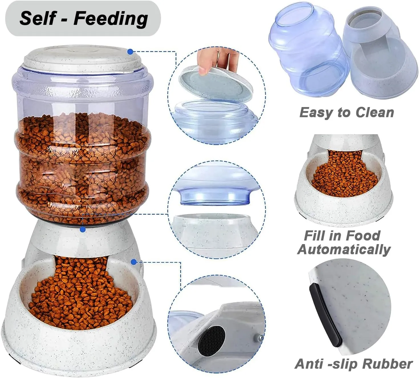 Kenond Automatic Dog and Cat Feeder - 3 Gallon Gravity Food Dispenser for Large Breeds - Pet Feeding Station