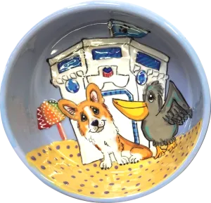 Laguna Beach Corgi | Ceramic Dog Bowl