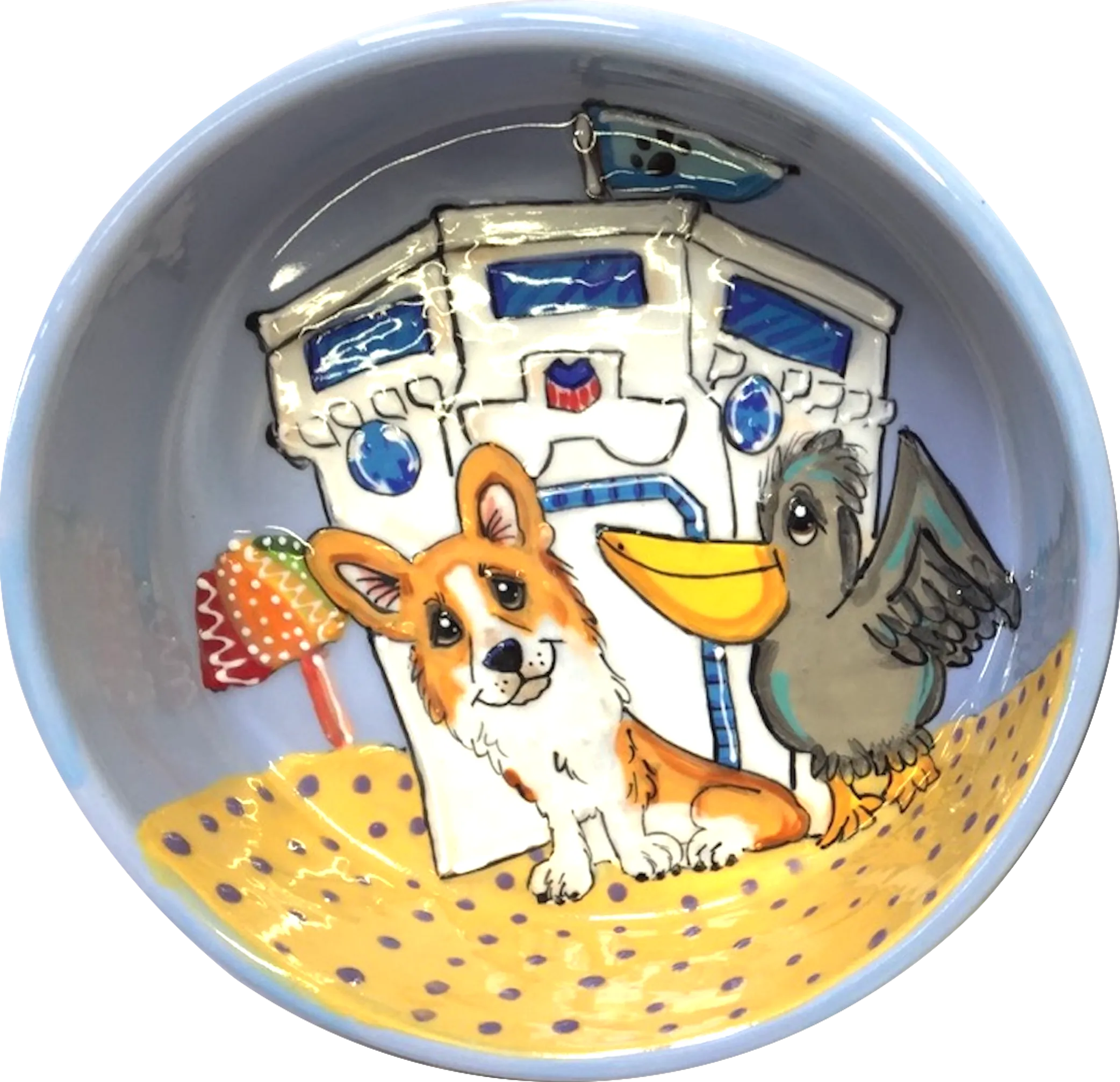 Laguna Beach Corgi | Ceramic Dog Bowl