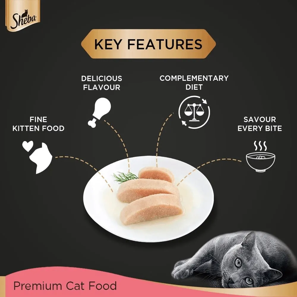 Me O Tuna & Sardine in Jelly and Sheba Chicken Loaf Rich Premium Kitten (2 to 12 Months) Fine Cat Wet Food Combo