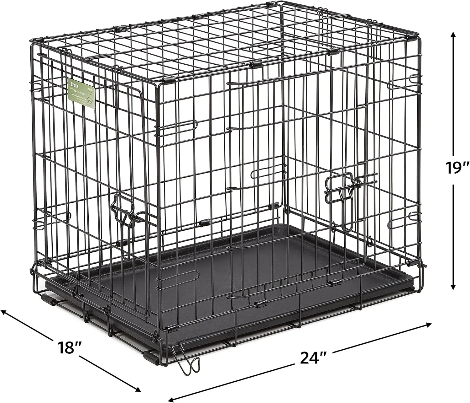 Midwest Homes for Pets 1524DD-KIT 2 Door iCrate Pet Bed, Cover & 2 Bowls, 24" Kit/Small Dog Breed
