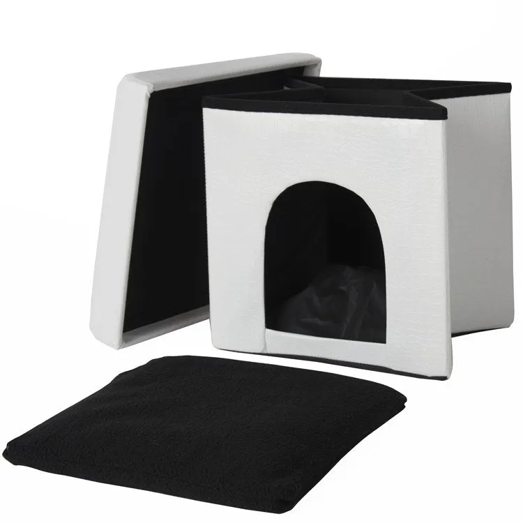 Mina Victory Pet Beds White Crocodile 15" x 15" x 15" Pet Cube