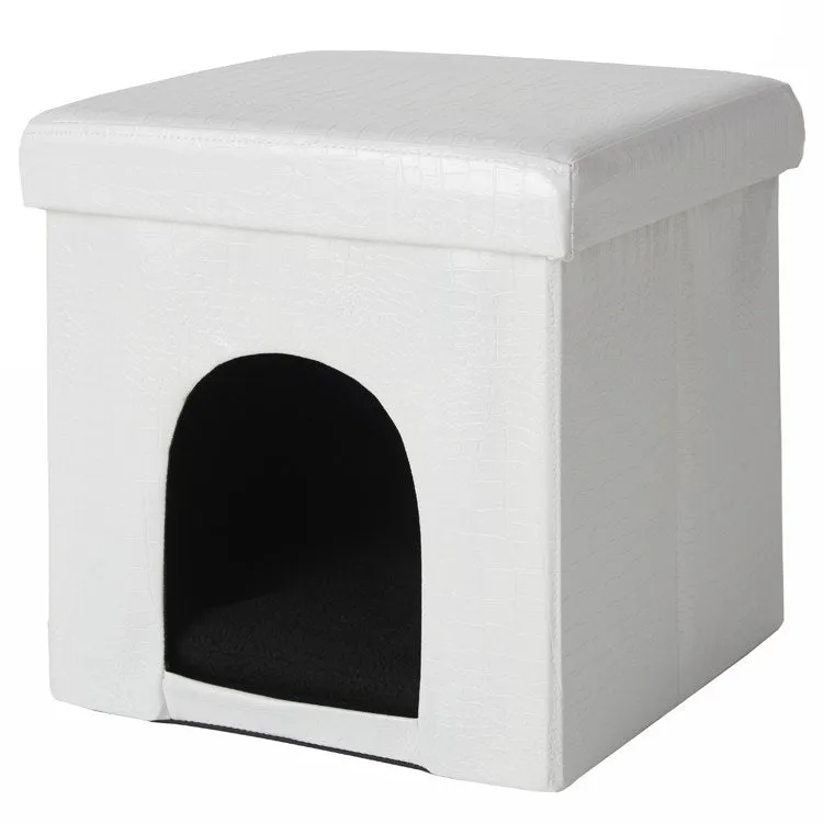 Mina Victory Pet Beds White Crocodile 15" x 15" x 15" Pet Cube