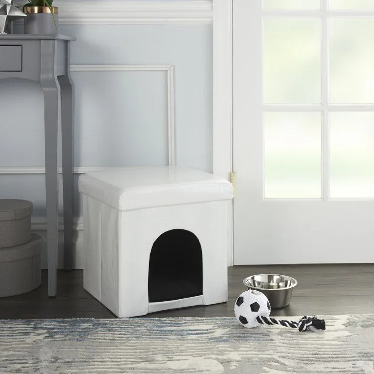 Mina Victory Pet Beds White Crocodile 15" x 15" x 15" Pet Cube