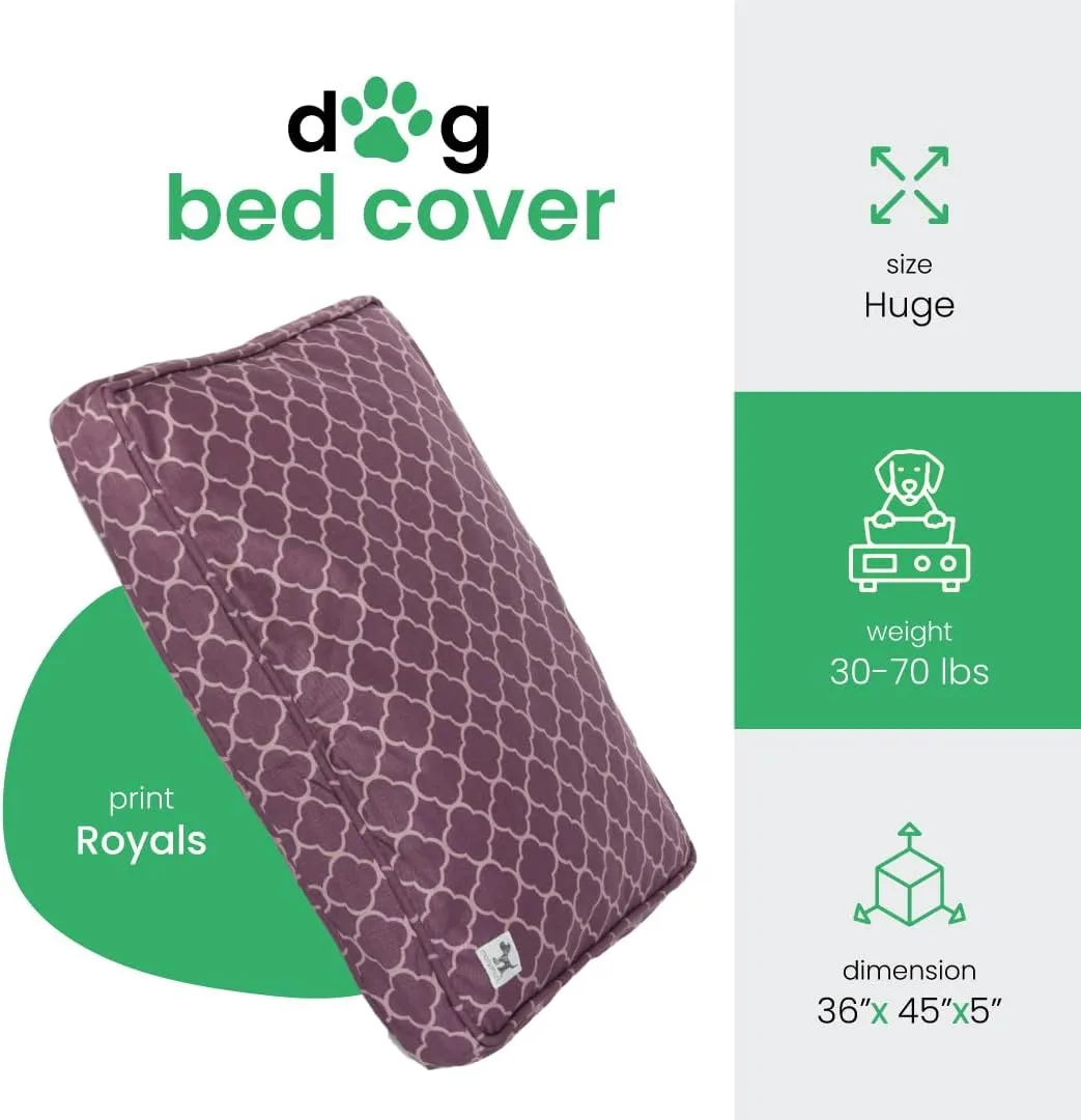 Molly Mutt Huge Dog Bed Cover -Royals - Measures 36X 45X 5 - 100% Cotton - Durable - Breathable - Sustainable - Machine Washable Dog Bed Cover