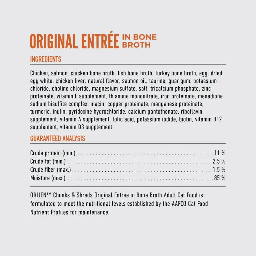 ORIJEN Original Grain-Free Chunks in Gravy & Shreds Wet Cat Food