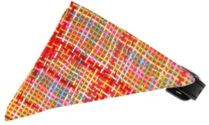 Peach Party Plaid Bandana Pet Collar Black Size 10