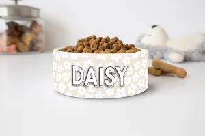 Personalized Dog Bowl Cat Pet Bowl with Name Neutral Daisy Pet Food Bowl Water Bowl  Ceramic